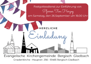 Einladung zum Einführungsgottesdienst für Pfarrer Tim Herzog